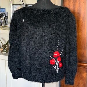 Vintage Anne Love‎ Designs Hand Knitted Fuzzy Sweater